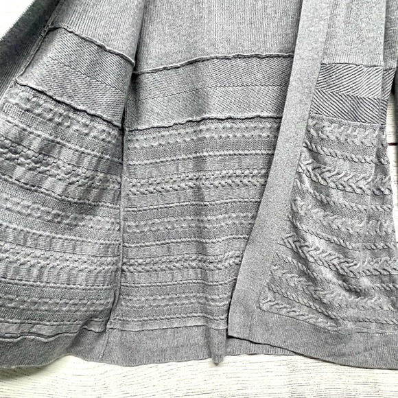 White House Black Market Gray Open Front Long Line Cardigan Size L - Picture 5 of 12